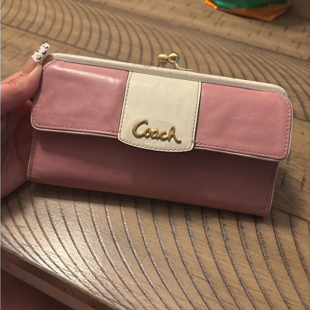 Coach Two-Tone Pink and Cream Wallet